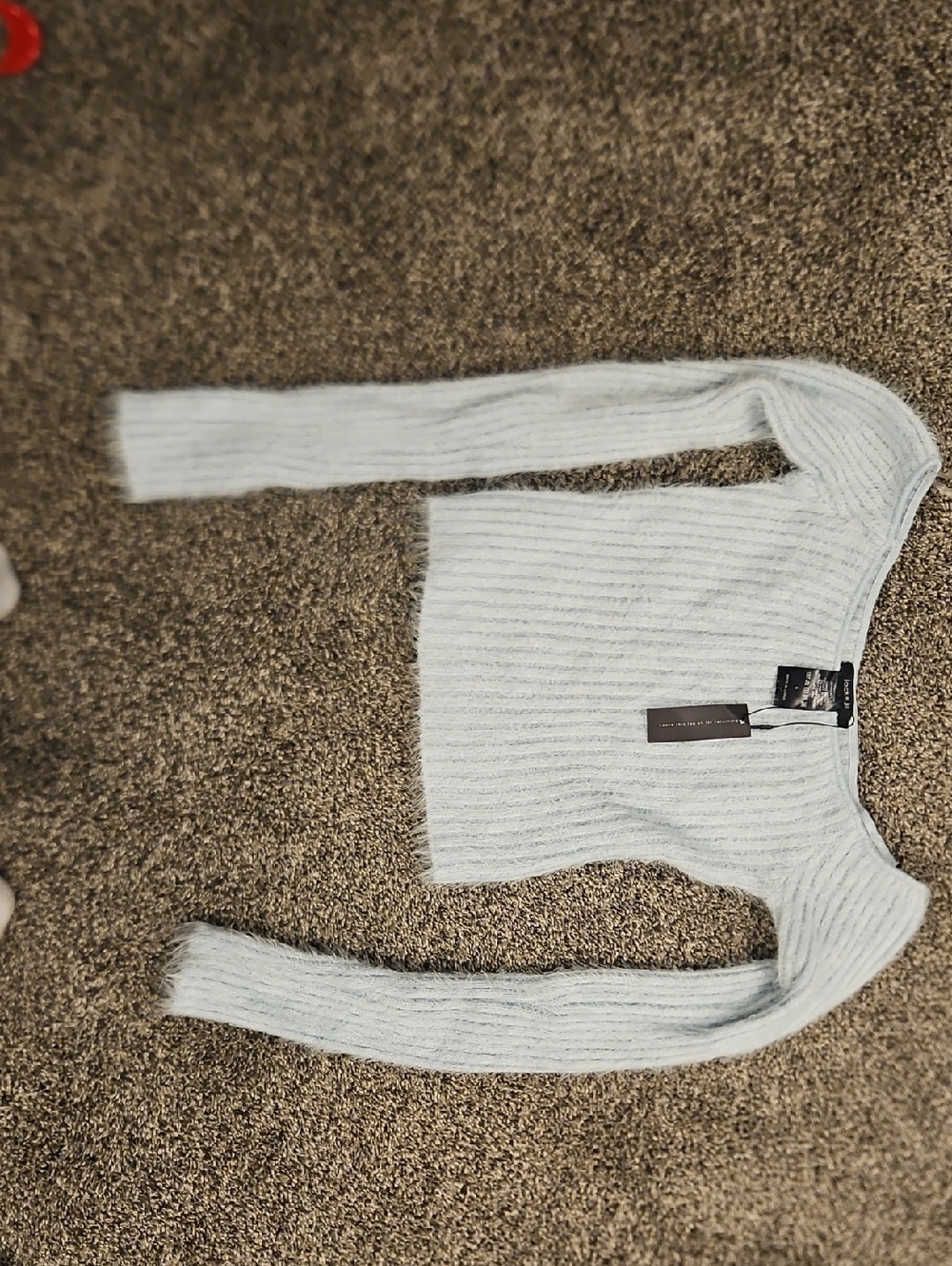 Light Gray Ribbed Crewneck Women's Sweater